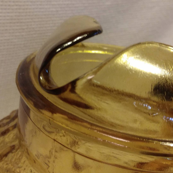 Vintage 1960s Anchor Hocking Honey Gold Textured Ball Jug In Milano 8in - Picture 12 of 16